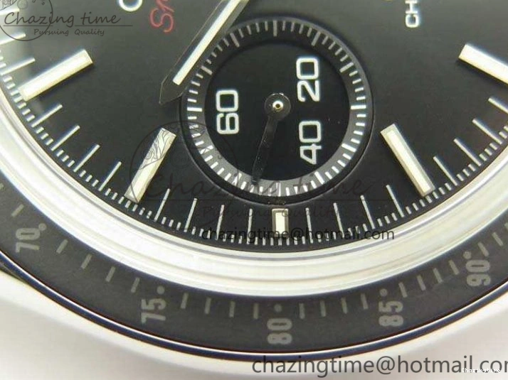 0306 TechFriendly SpeedMaster MoonWatch SS OMF 1:1 Best Edition Black Red Dial On SS Bracelet A9300 V 8092